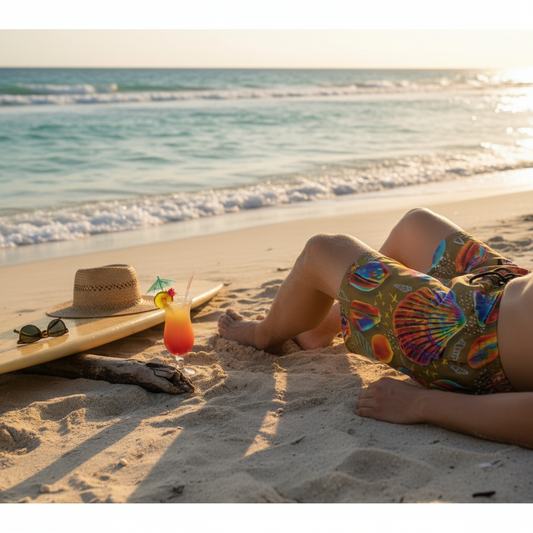 “Peregian Shells” Men‘s Beach Shorts With Lining