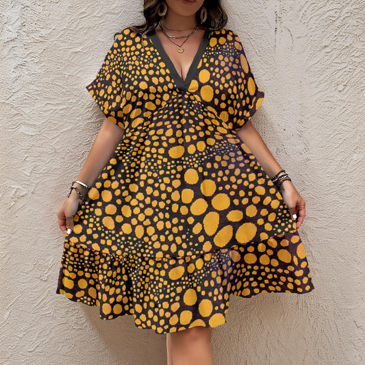 “Spot Me” Women’s Floral V-Neck Short Sleeve Dress