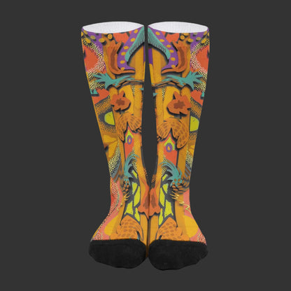 “Labyrinth “ : Mustard Unisex Long Socks
