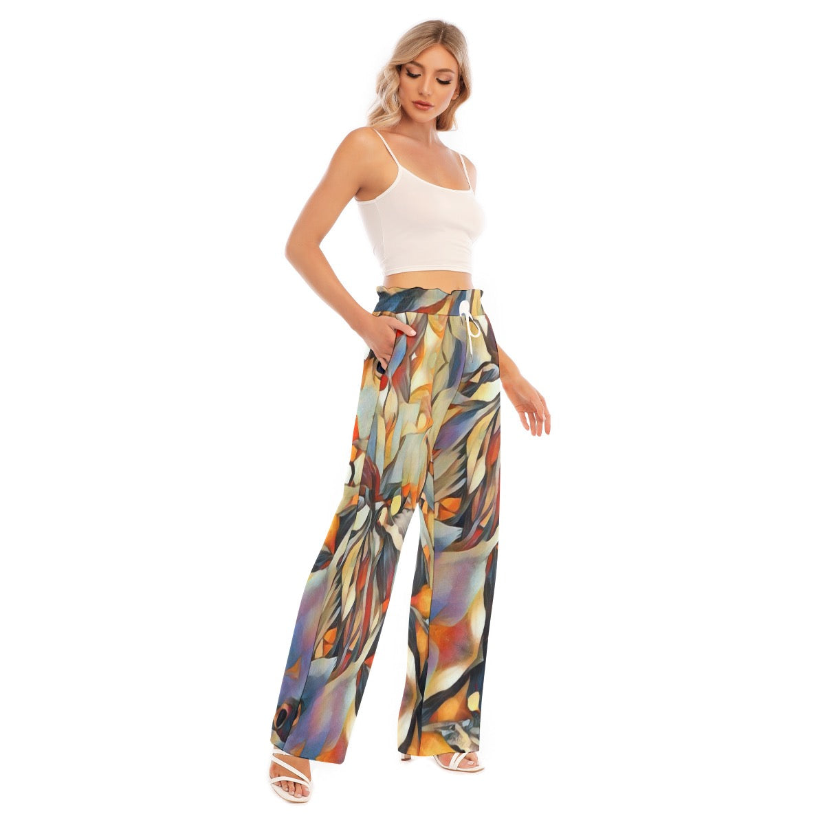 “Outback Hues “ Women's Waist Fungus Edge Wide-leg Pants