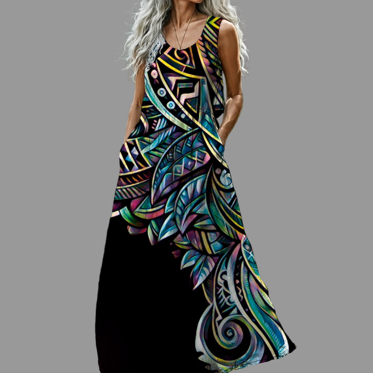 “Paua” Women’s Sleeveless Maxi Dress