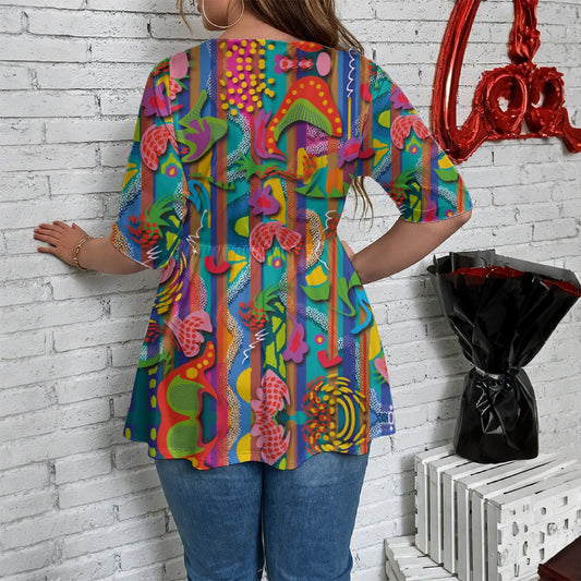 “Loud & Lovin it!”  Women's V-Neck Asymmetrical Hem Top