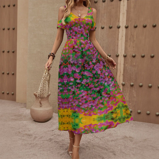 “Festival” Women's V-neck Off-shoulder Dress