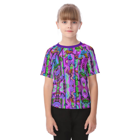 “Labyrinth”:  Purple Kid's Raglan Sleeve T-shirt