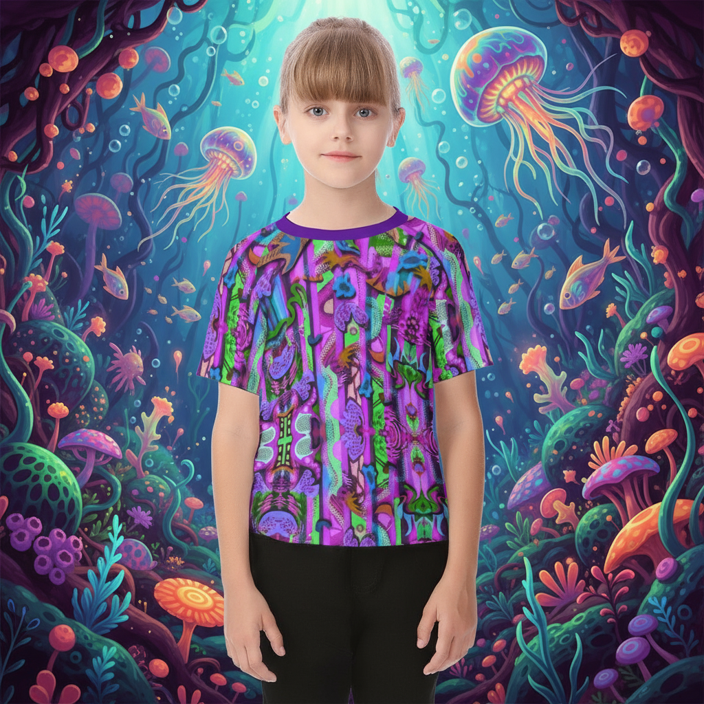 “Labyrinth”:  Purple Kid's Raglan Sleeve T-shirt