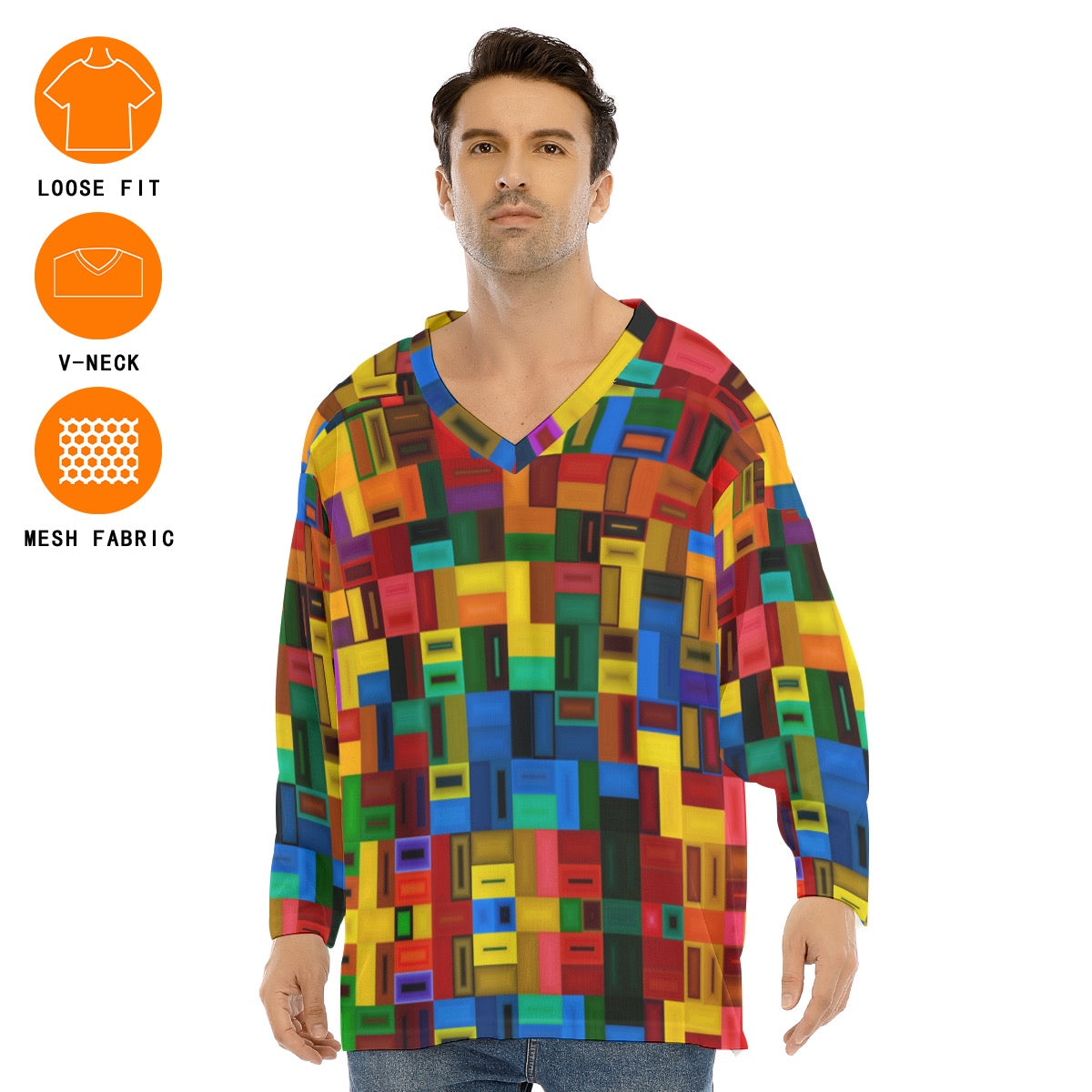 “Blocked” Men's V-neck Ice Hockey Jersey