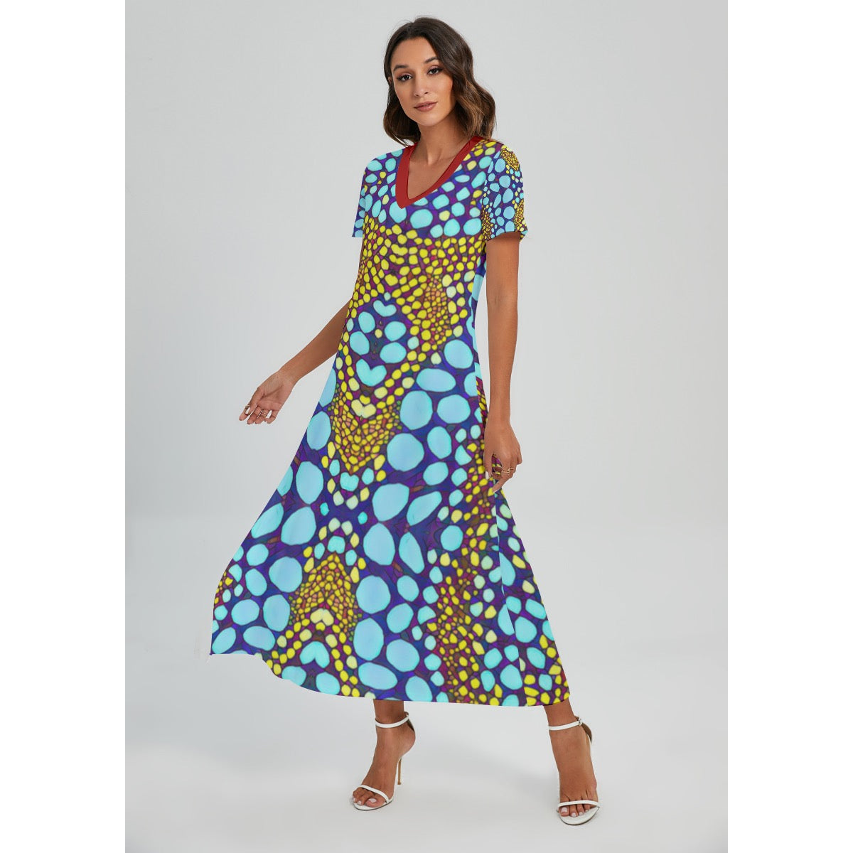 “Sunstone” V-neck Dress With Side Slit