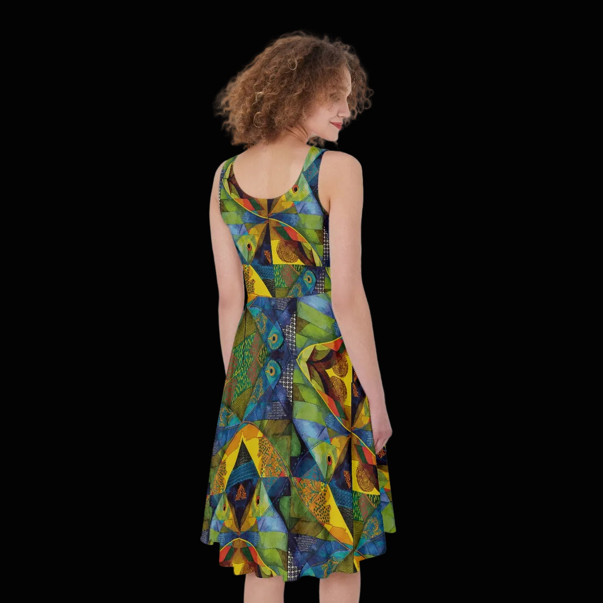 “Ocean Echoes”  Print Women's Sleeveless Dress