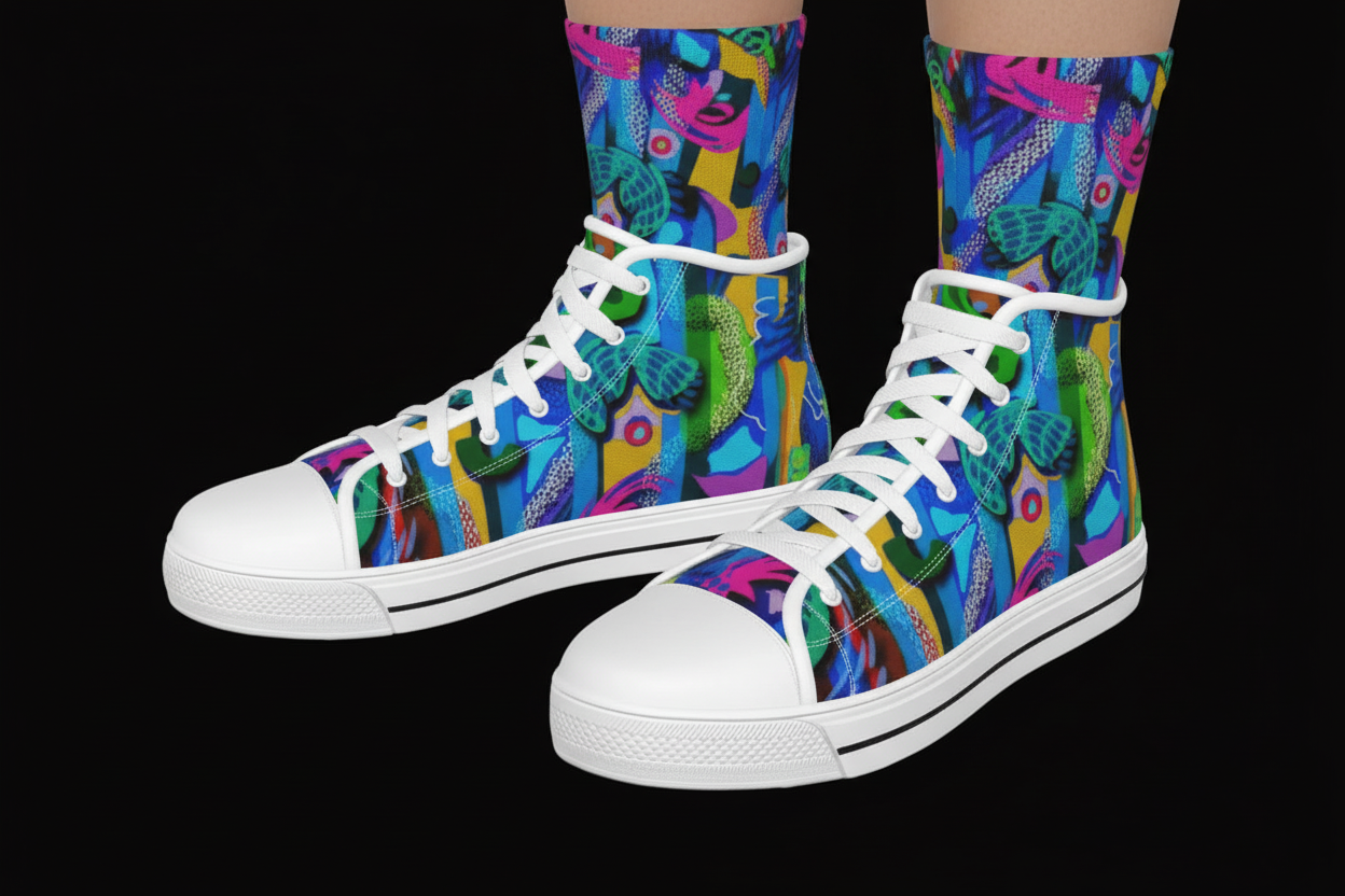“Labyrinth Blue” Kid's Canvas Shoes