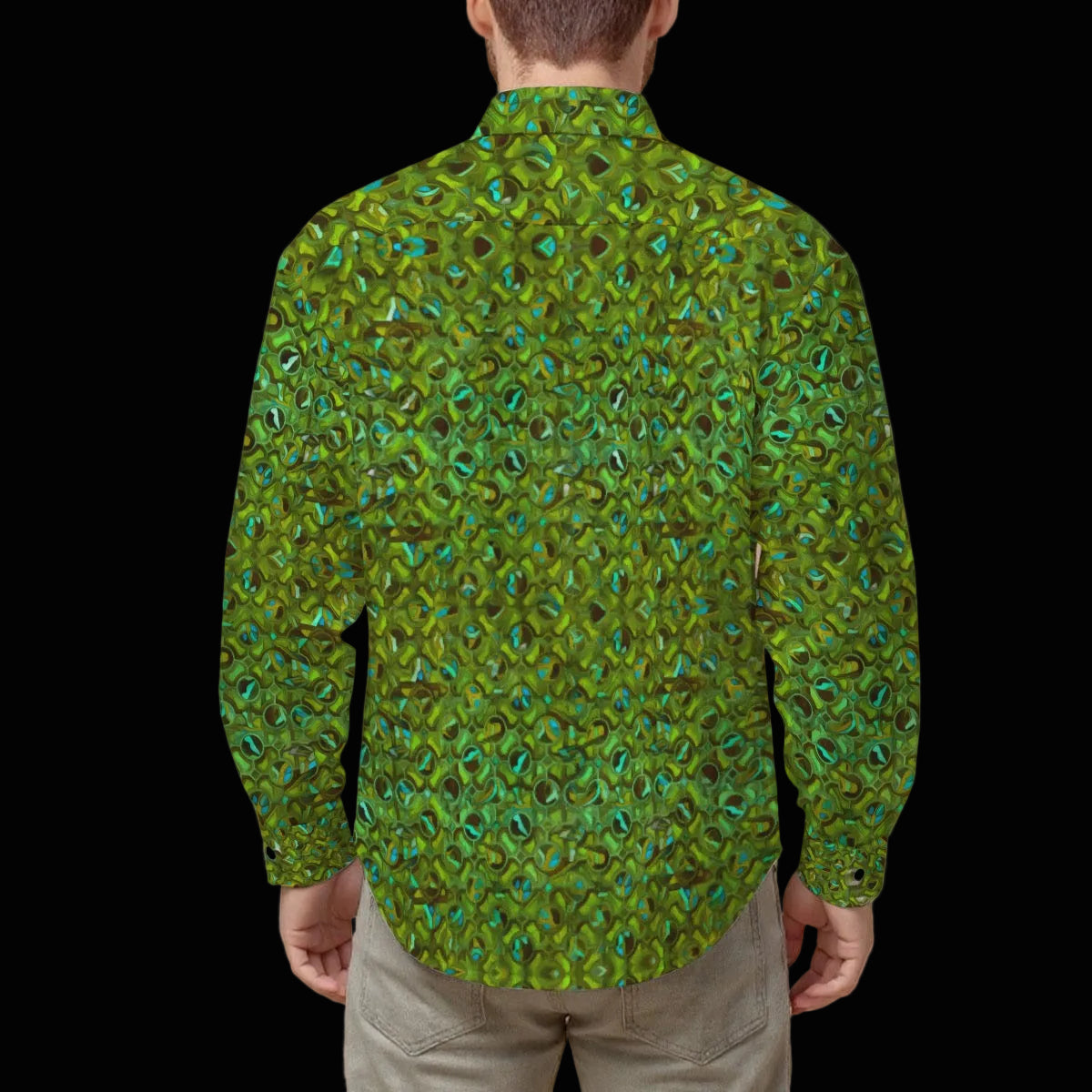 “Nexus” Meadow Green-Men's Slim Fit Long Sleeve Shirt