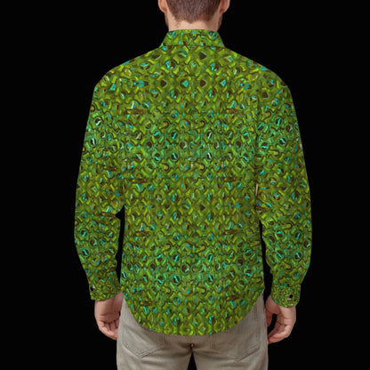 “Nexus” Meadow Green-Men's Slim Fit Long Sleeve Shirt