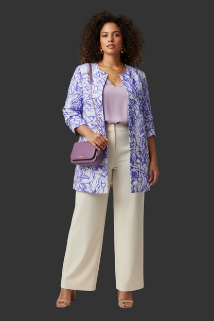 “Blue & White”  Women's Faux Sweater Cardigan