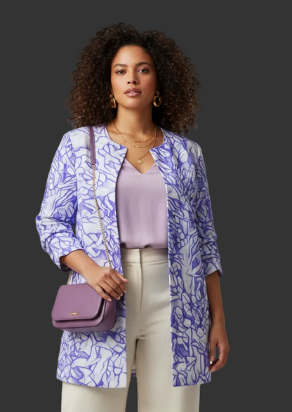 “Blue & White”  Women's Faux Sweater Cardigan
