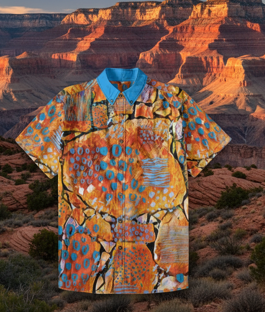 “Azure Canyon” Men's Breathable Cotton Shirt|125GSM