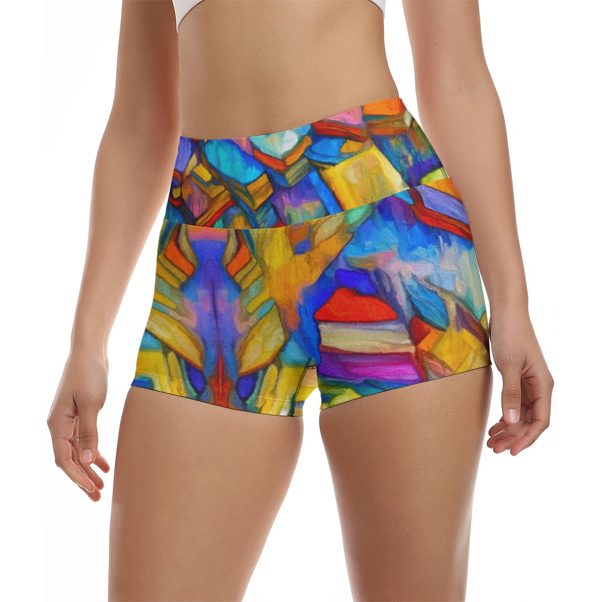 “Colour Block” Women's Ultra-Short Yoga Shorts