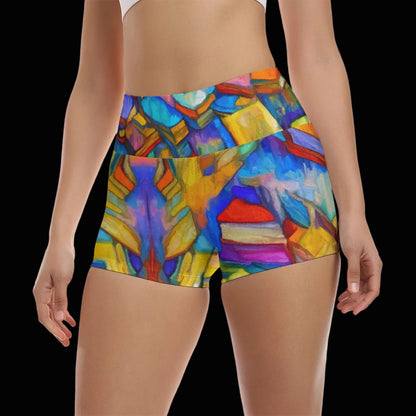“Colour Block” Women's Ultra-Short Yoga Shorts