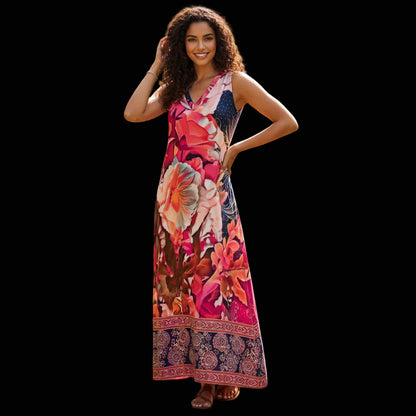“Celestial Bloom” Women's V-Neck Long Dress