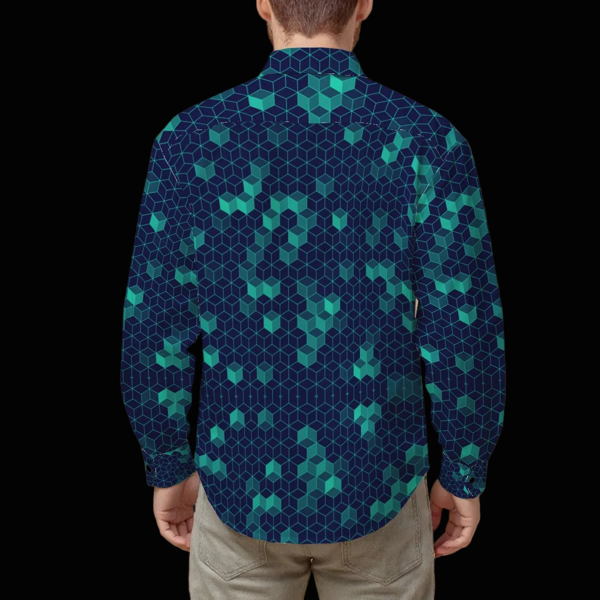 “Polyhedral ” Men's Slim Fit Long Sleeve Shirt