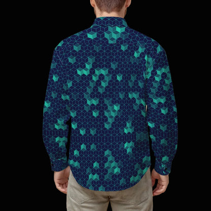 “Polyhedral ” Men's Slim Fit Long Sleeve Shirt