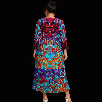 “Aurora Flare” Print Women’s Maxi Dress|Plus Size