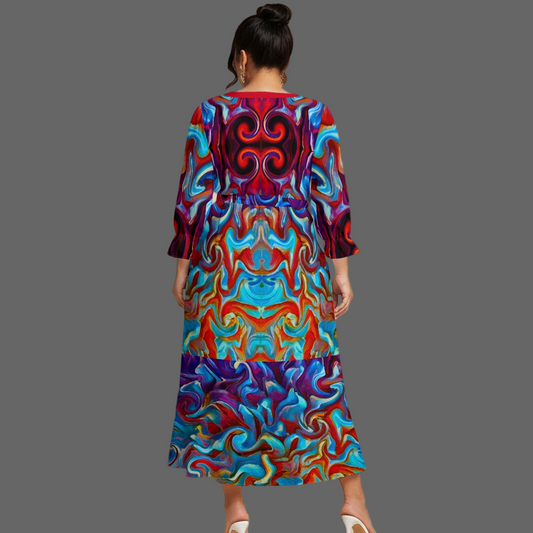 “Aurora Flare” Print Women’s Maxi Dress|Plus Size