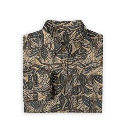 “Woodland Veins “ Men's Casual Lapel Long Sleeve Shirt|125GSM Cotton