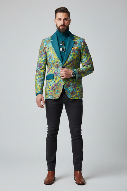 “Leaf Fall II” Men's Casual Flat Lapel Collar Blazer | 245GSM Cotton