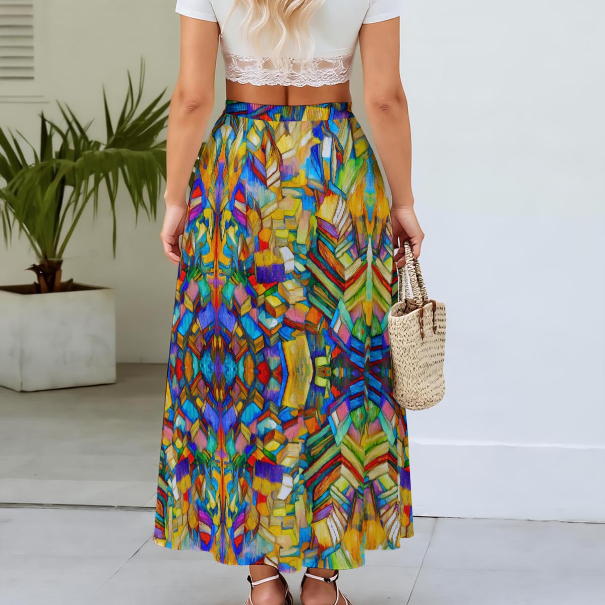 “Kaleidoscope” Women's Maxi Chiffon Skirts With Lining