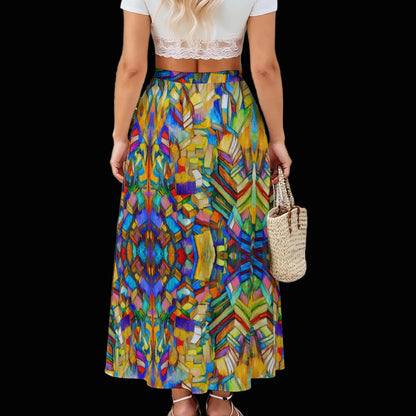 “Kaleidoscope” Women's Maxi Chiffon Skirts With Lining