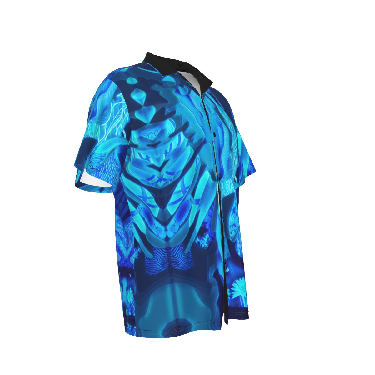 “Azure Dreamscape” Men's Hawaiian Shirt With Button Closure