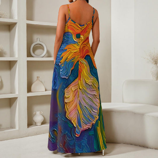 “Iris” Women's Elegant V-Neck Maxi Dress