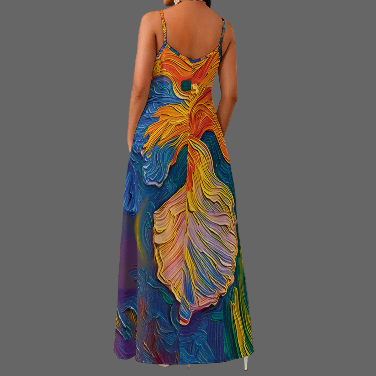 “Iris” Women's Elegant V-Neck Maxi Dress