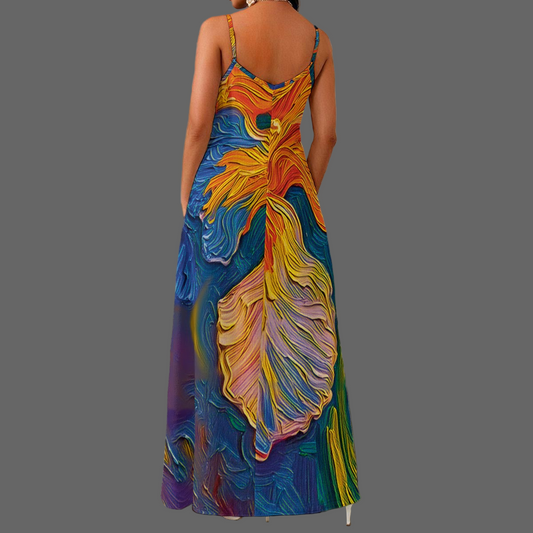 “Iris” Women's Elegant V-Neck Maxi Dress
