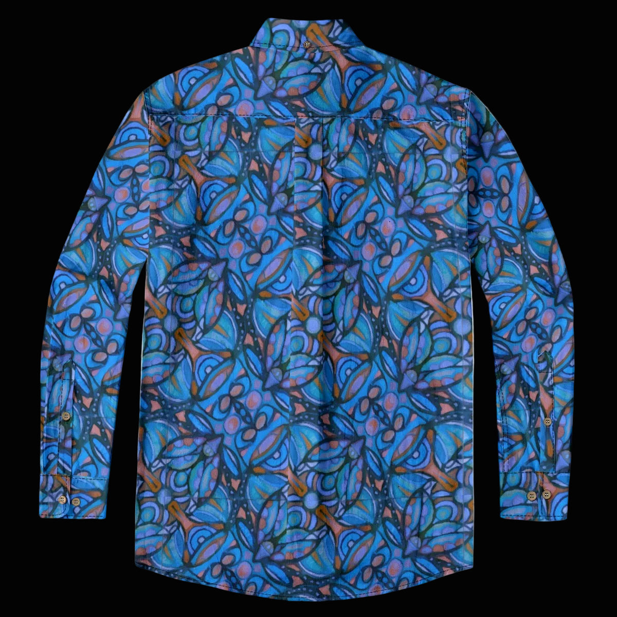 “Bloomfield Cobalt” Men's Casual Lapel Long Sleeve Shirt|125GSM Cotton