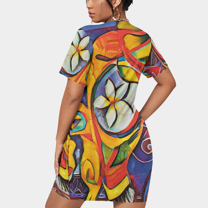 “Sassy” Women’s Stacked Hem Dress With Short Sleeve（Plus Size）