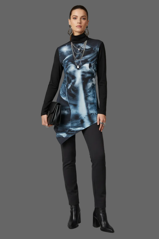 “Equinox” Women's Turtleneck T-shirt With Sloping Hem