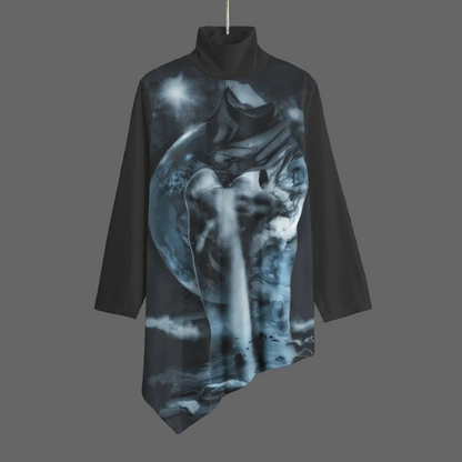 “Equinox” Women's Turtleneck T-shirt With Sloping Hem