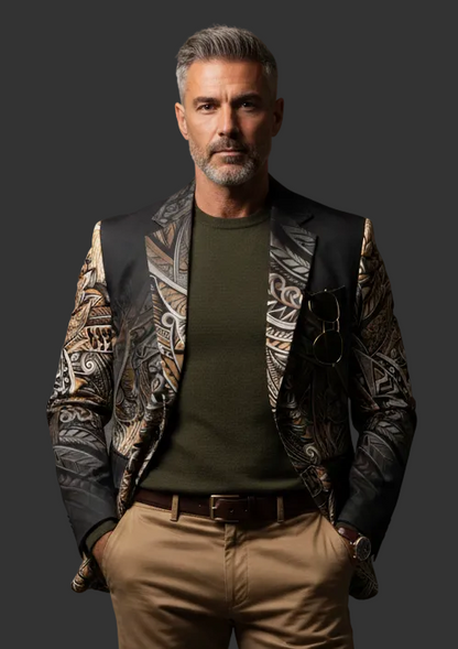 “Evening” Men's Casual Flat Lapel Collar Blazer