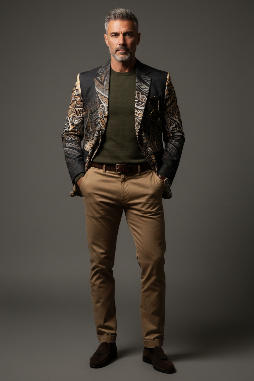 “Evening” Men's Casual Flat Lapel Collar Blazer