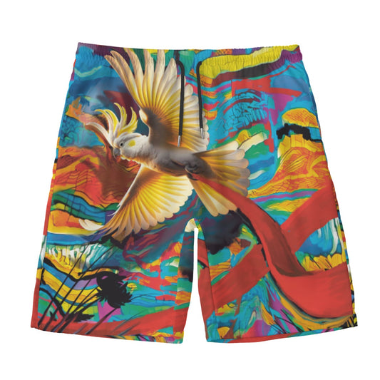 “Sulphur Crested Soaring” Men‘s Beach Shorts With Lining