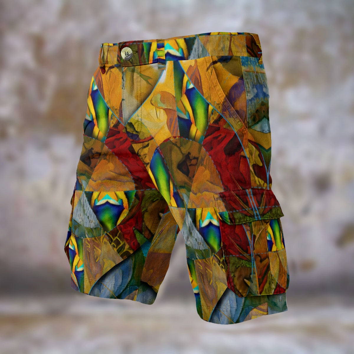 “Earthen Tessellation” Print Men's Cargo Shorts