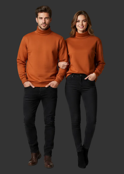 ‘Red Oxide’ Unisex Turtleneck Knitted Fleece Sweater