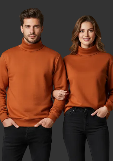 ‘Red Oxide’ Unisex Turtleneck Knitted Fleece Sweater
