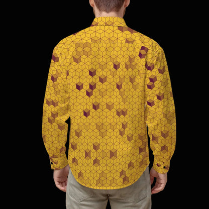 “Polyhedral-Yellow” Men's Slim Fit Long Sleeve Shirt