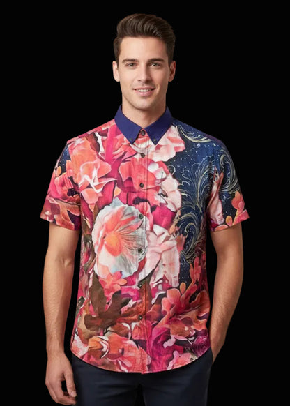 “Celestial Bloom” Breathable Cotton Shirt|125GSM