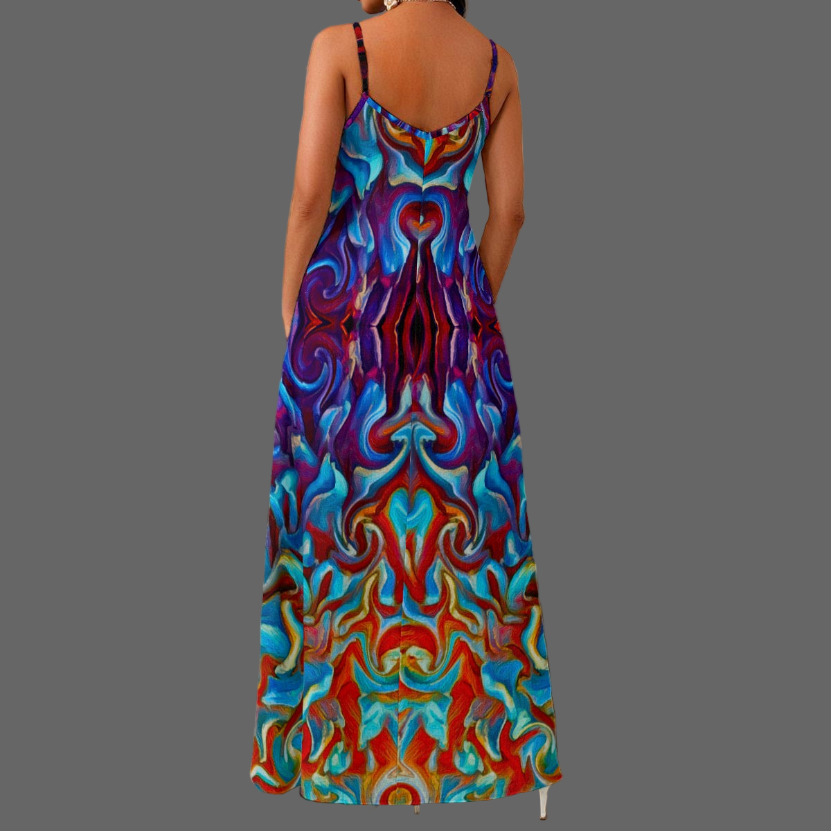 “Aurora Flare” Women's Elegant V-Neck Maxi Dress