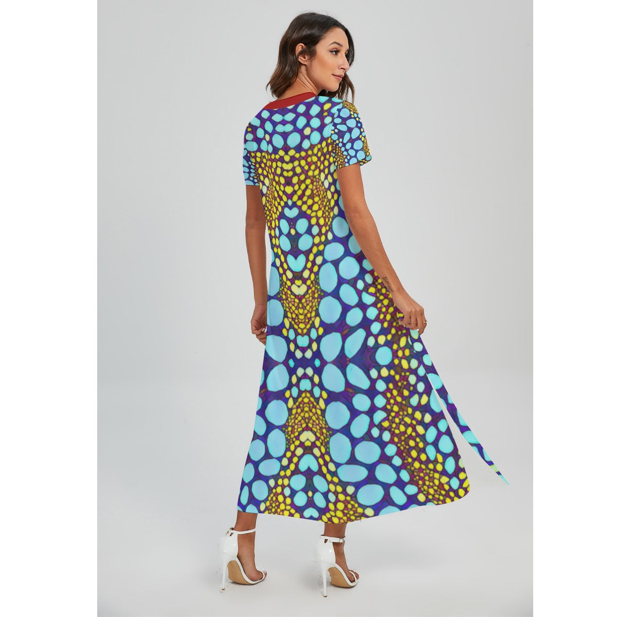 “Sunstone” V-neck Dress With Side Slit