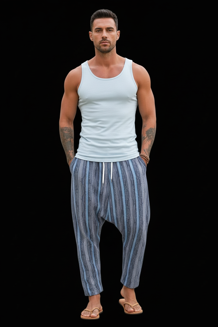 “Lightfall Feathers” Men’s Harem Pants