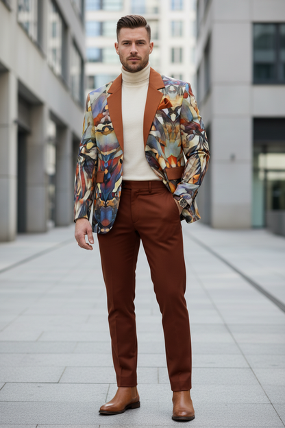 “Outback Hues” Men's Casual Flat Lapel Collar Blazer | 245GSM Cotton