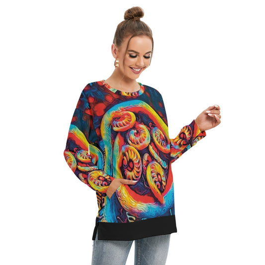 “Rainbow Family” Women's Side Split O-neck Sweatshirt